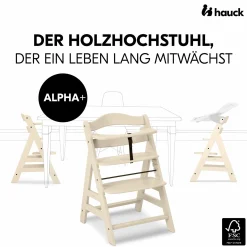 Hochstuhl Alpha Plus Vanilla - im Sparset inkl. Holz-Essbrett und Sitzkissen - Charcoal