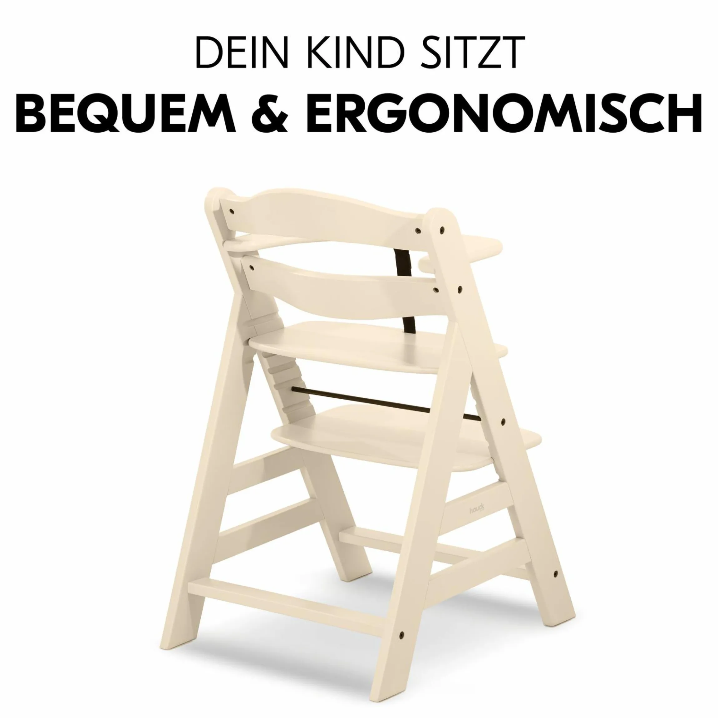 Hochstuhl Alpha Plus Vanilla - im Sparset inkl. Holz-Essbrett und Sitzkissen - Charcoal