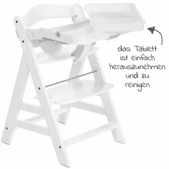 Hochstuhl Alpha Plus Weiß im Sparset inkl. Sitzkissen und Essbrett Alpha Tray White