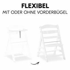 Hochstuhl Alpha Plus White im Sparset - inkl. Sitzkissen + Play Tray Basis + Spielzeug Play Repairing mit Zahnrädern & Muttern