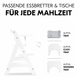 Hochstuhl Alpha Plus White im Sparset - inkl. Sitzkissen + Play Tray Basis + Spielzeug Play Repairing mit Zahnrädern & Muttern