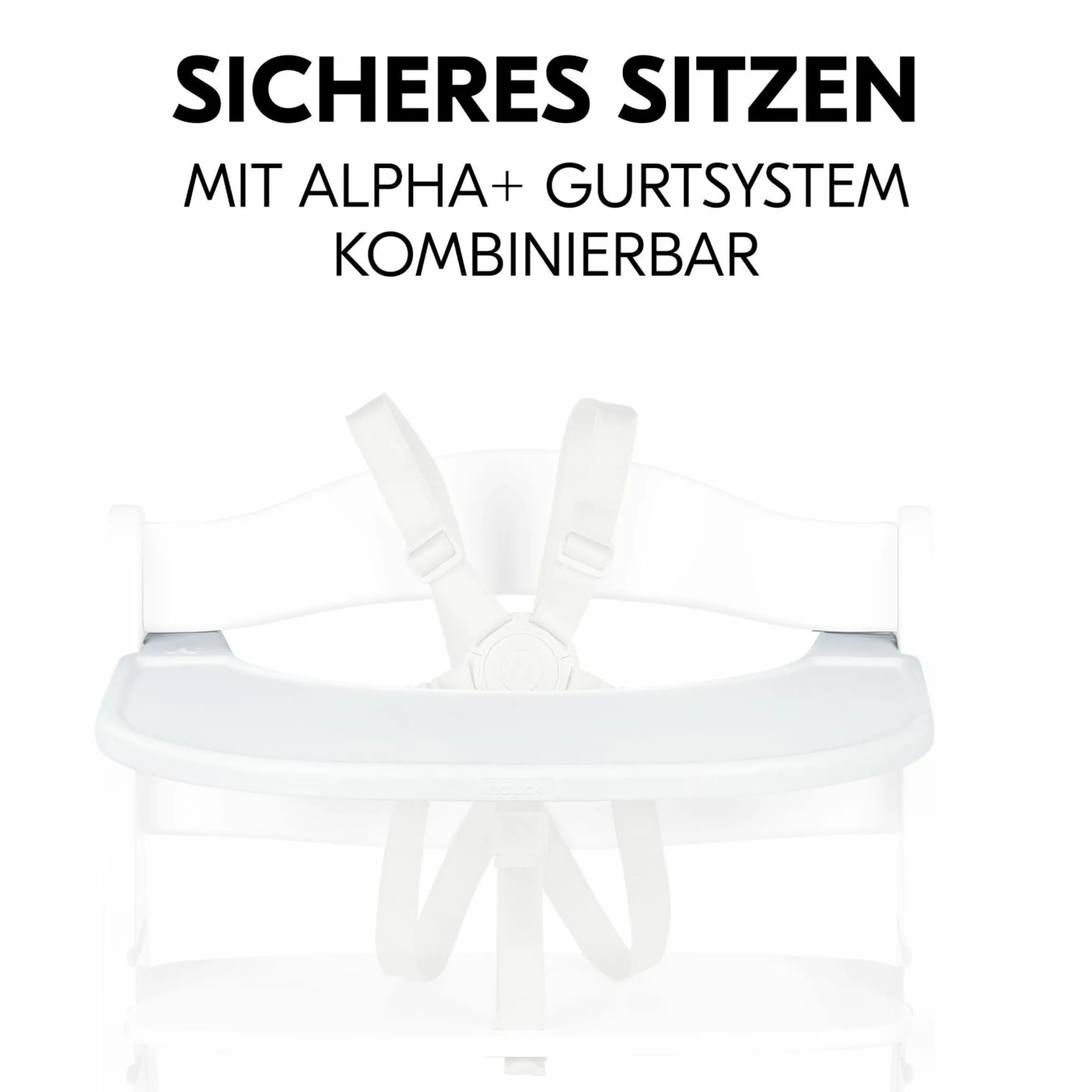 Hochstuhl Alpha Plus White - im Sparset inkl. Essbrett Click Tray + Sitzkissen Minnie Mouse Rose