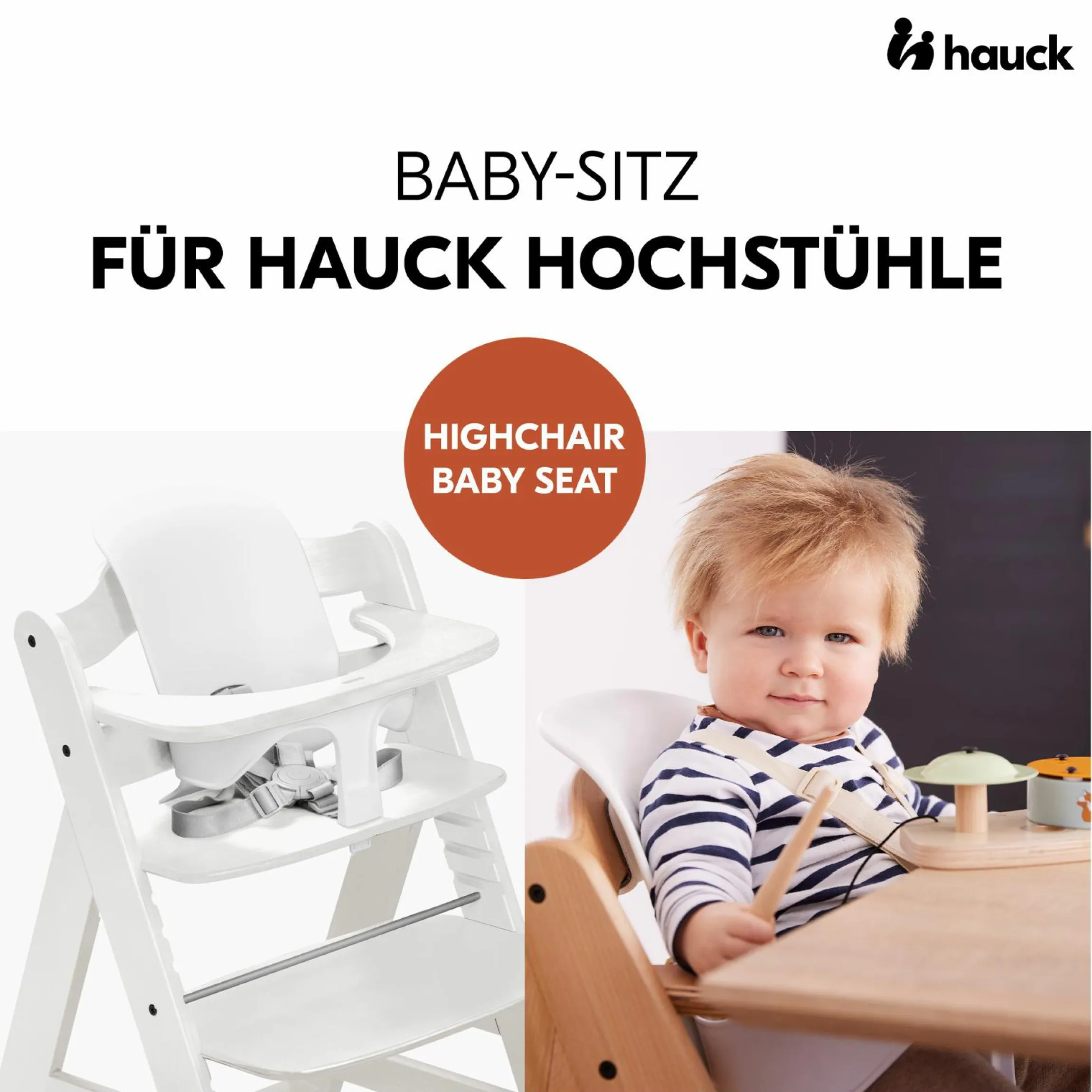 Hochstuhl Alpha Plus White - im Sparset inkl. Baby Seat + Baby Seatpad + Click Tray