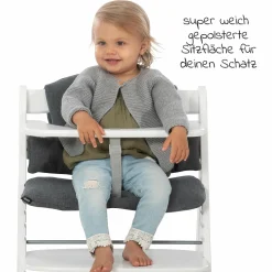 Hochstuhl Alpha Plus White - im Sparset inkl. Sitzkissen Jersey Charcoal - Weiß