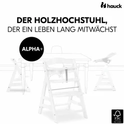 Hochstuhl Alpha Plus White im Sparset - inkl. Sitzkissen + Play Tray Basis + Spielring Play Catching mit 3 Stoff-Figuren