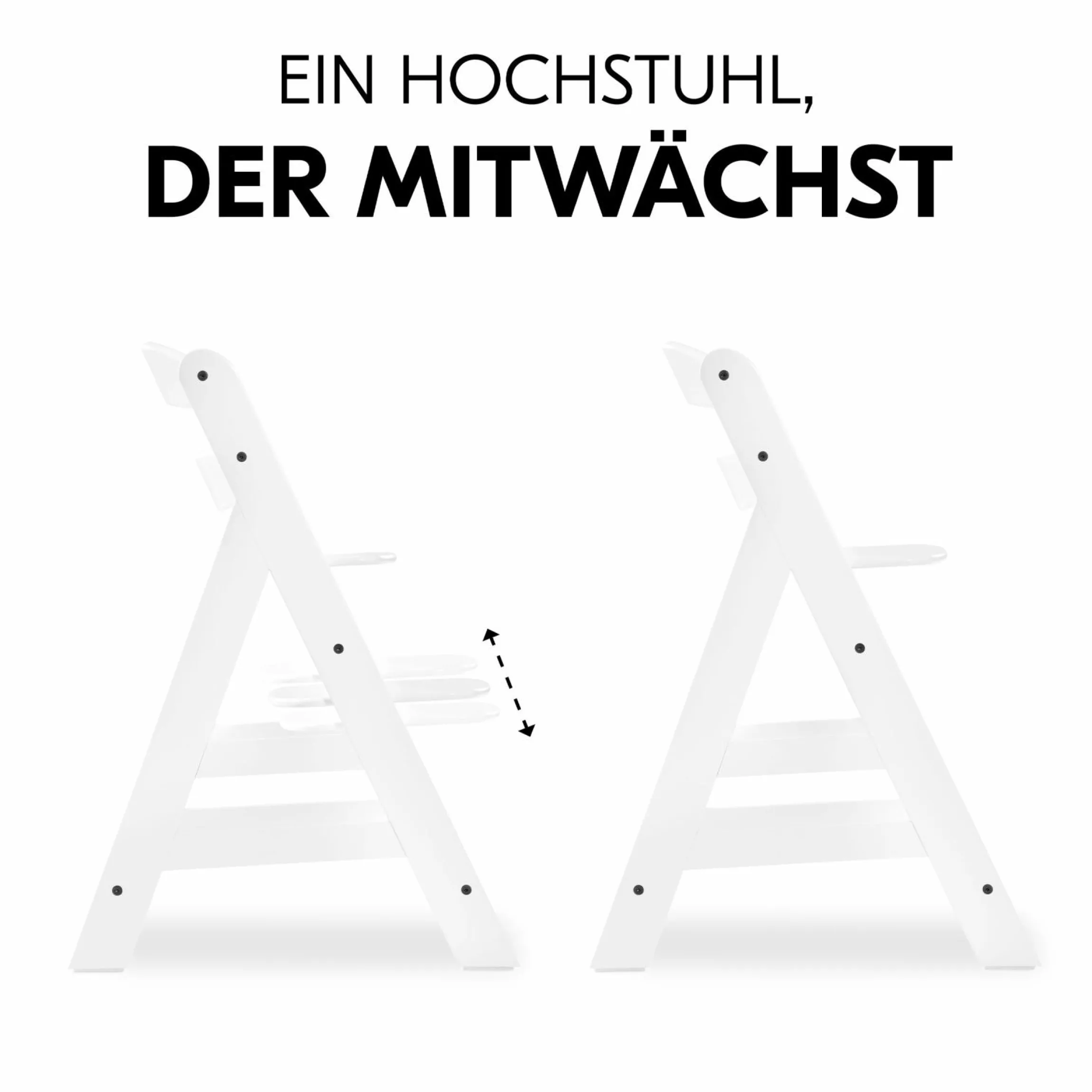 Hochstuhl Alpha Plus White im Sparset - inkl. Sitzkissen + Play Tray Basis + Spielring Play Catching mit 3 Stoff-Figuren