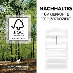 Hochstuhl Alpha Plus White im Sparset - inkl. Sitzkissen + Play Tray Basis + Spielring Play Catching mit 3 Stoff-Figuren