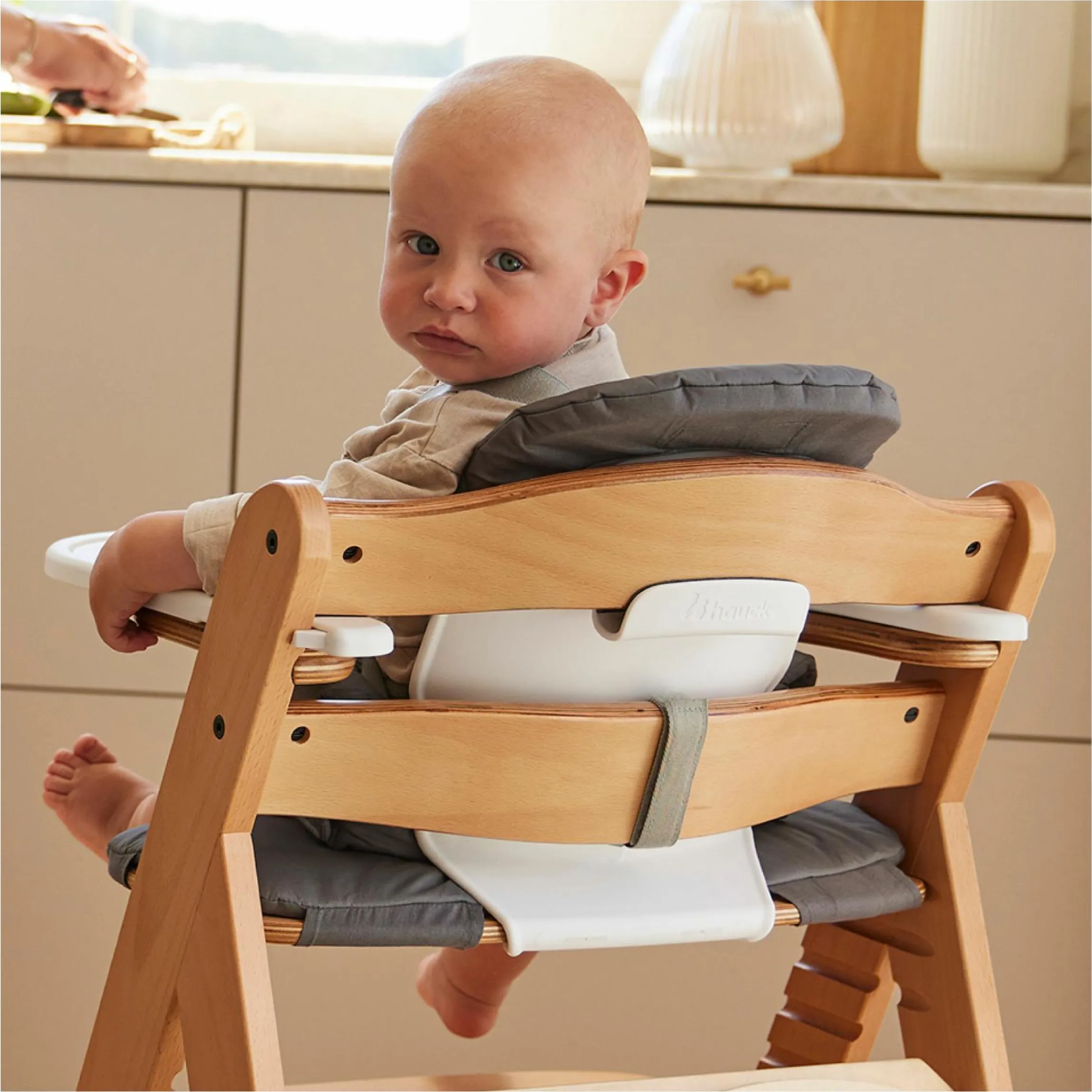Hochstuhl Arketa Beech - im Sparset inkl. Baby Seat und Sitzpolster - Dark Grey
