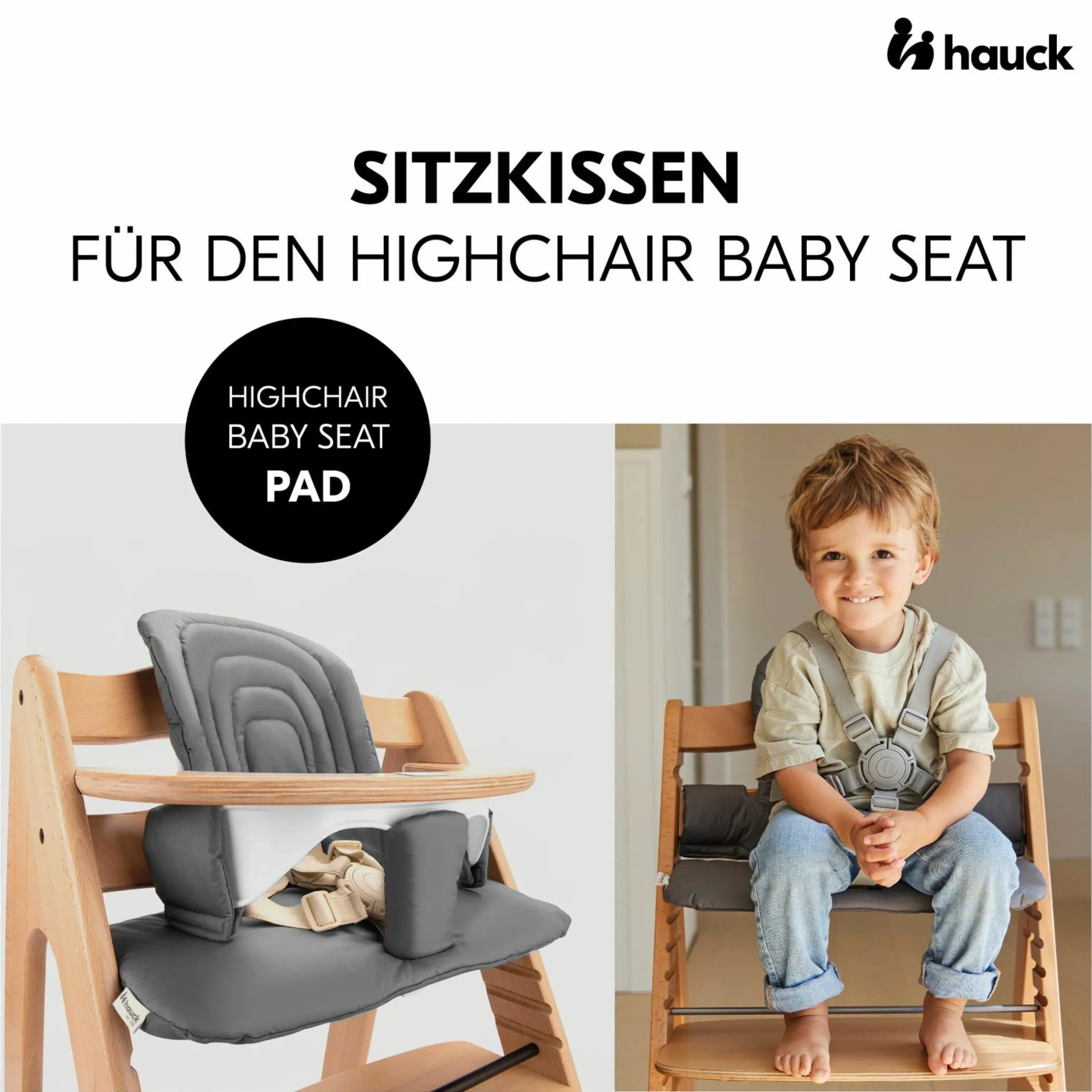 Hochstuhl Arketa Beech - im Sparset inkl. Baby Seat und Sitzpolster - Dark Grey