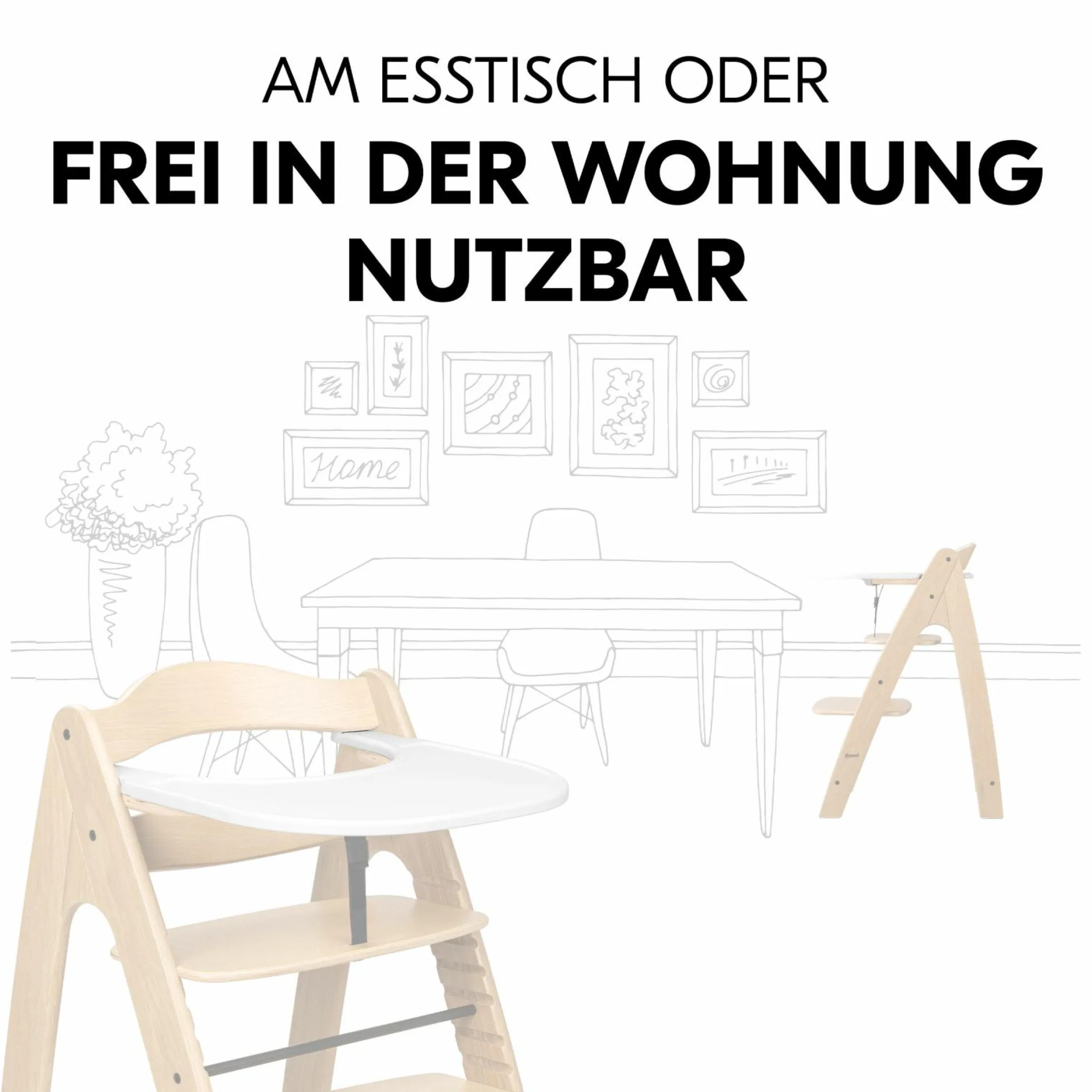 Hochstuhl Arketa Beech - im Sparset inkl. Click Tray und Sitzkissen - Charcoal
