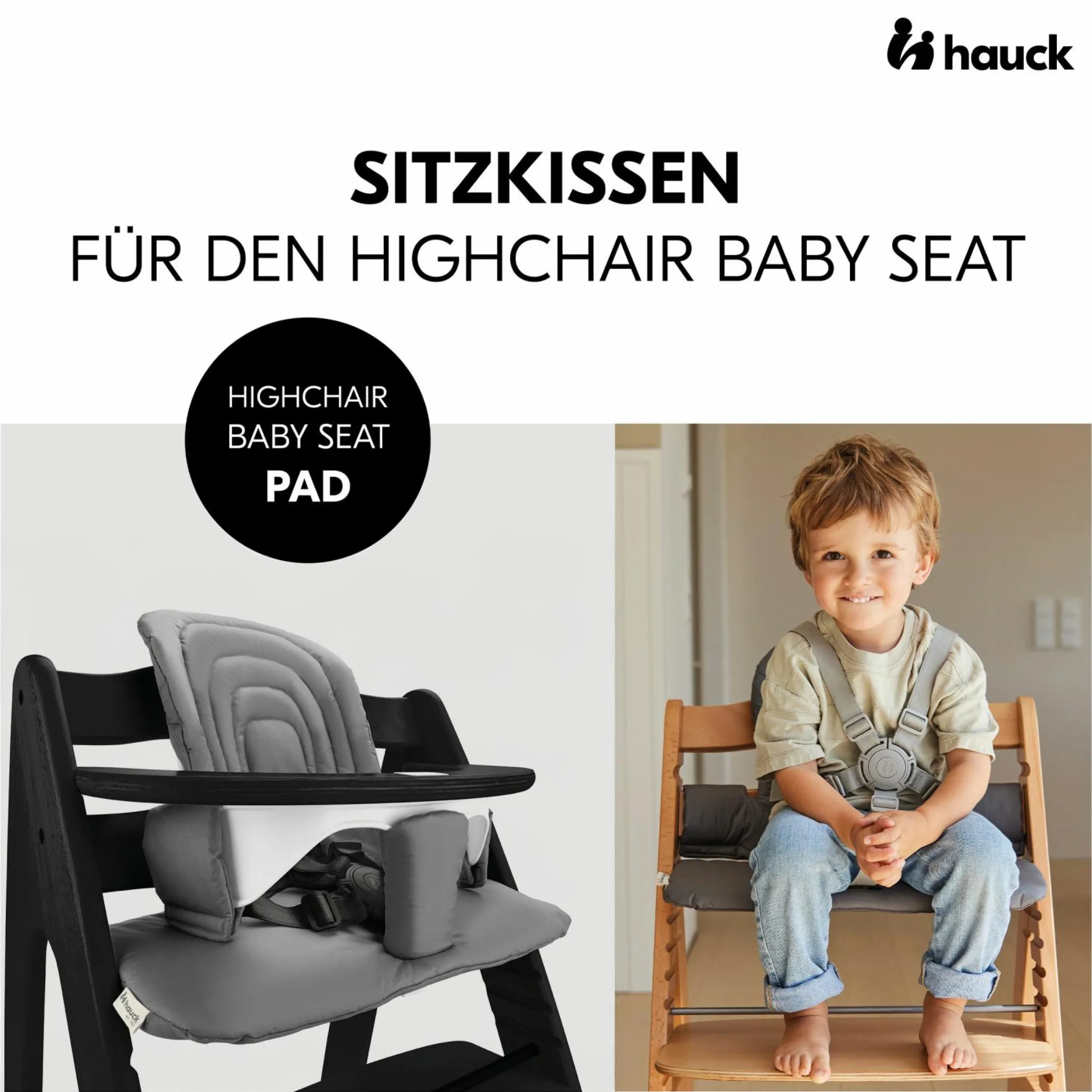 Hochstuhl Arketa Beech Blackwashed - im Sparset inkl. Baby Seat und Sitzpolster - Dark Grey