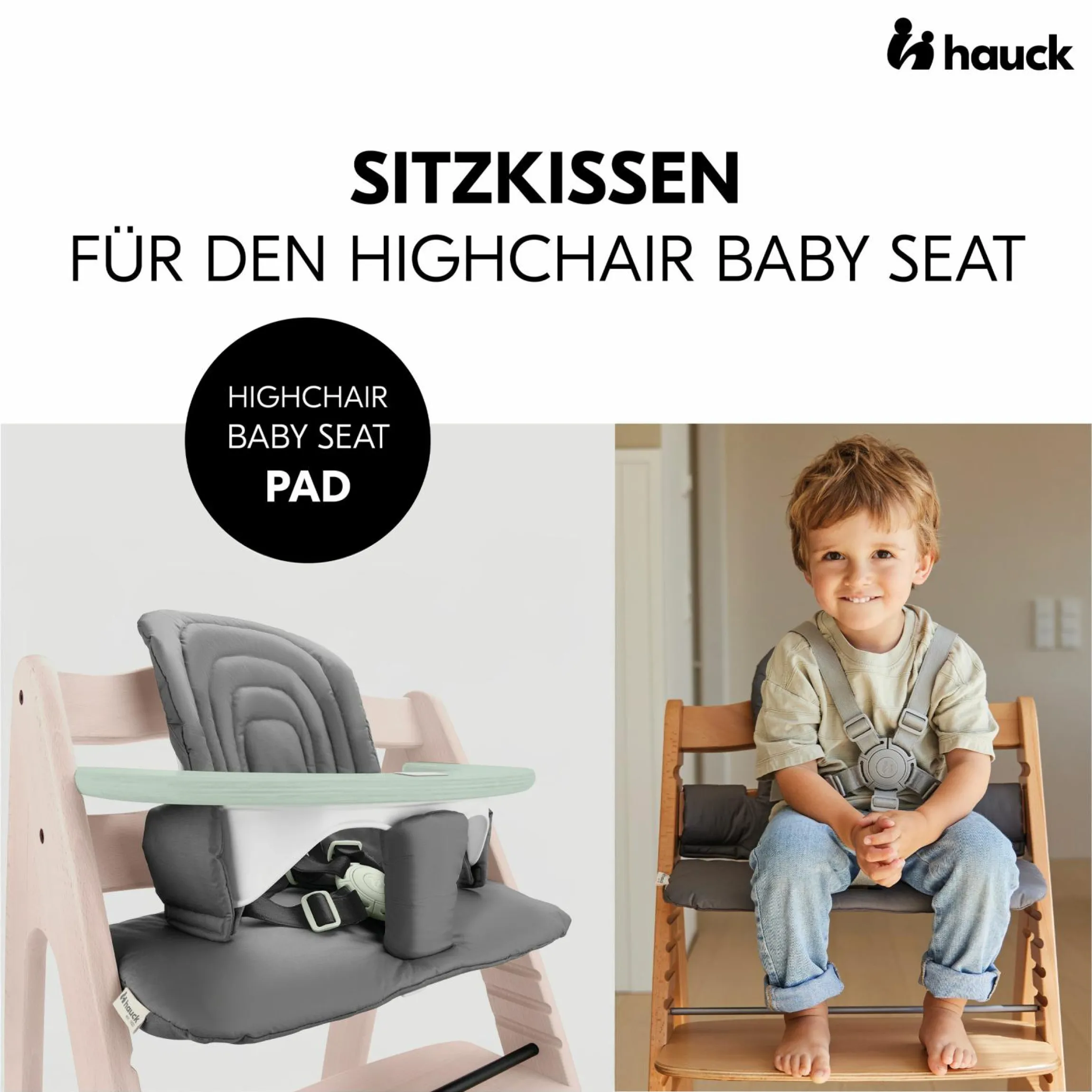 Hochstuhl Arketa Beech Whitewashed Mint - im Sparset inkl. Baby Seat und Sitzpolster - Dark Grey