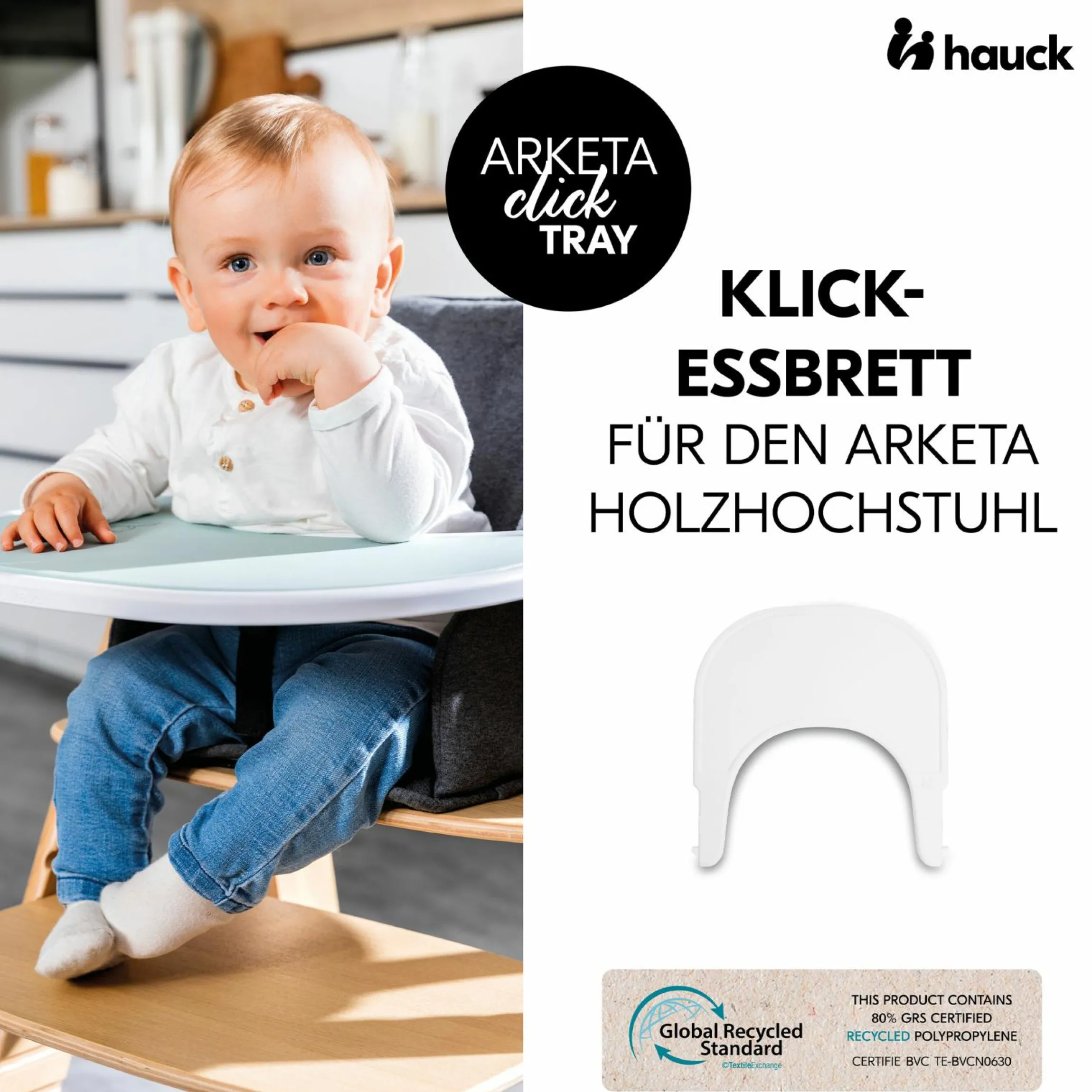 Hochstuhl Arketa Beech Whitewashed Mint - im Sparset inkl. Click Tray und Sitzkissen - Charcoal