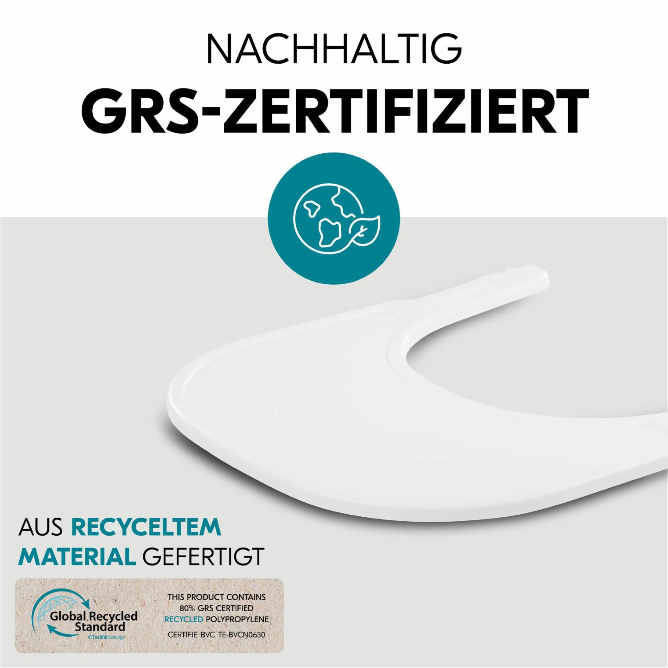 Hochstuhl Arketa Beech Whitewashed Mint - im Sparset inkl. Click Tray und Sitzkissen - Charcoal