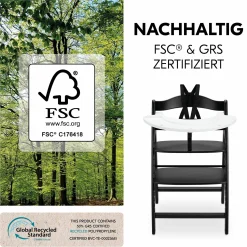 Hochstuhl Arketa inkl. Play Tray Basis - Beech Blackwashed