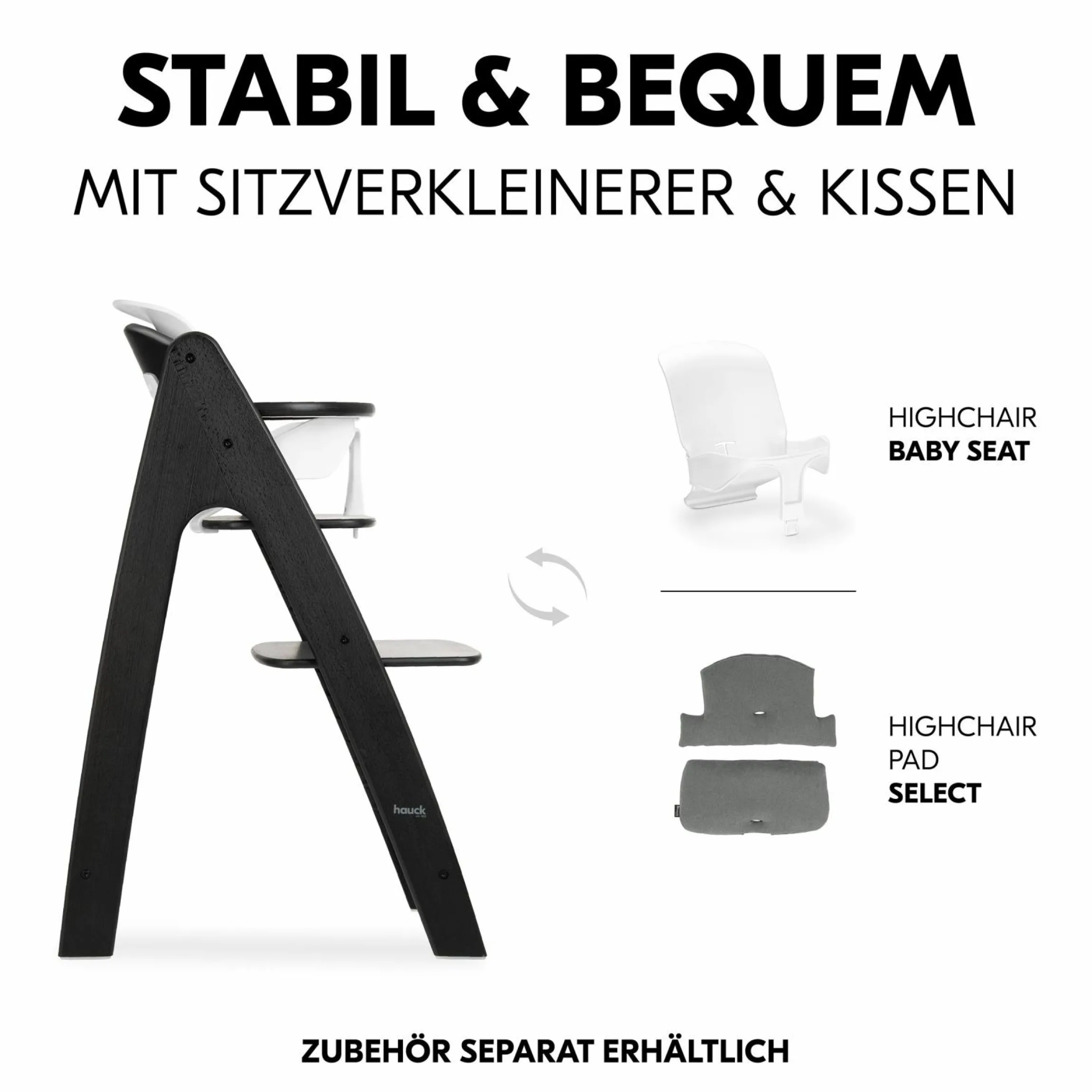 Hochstuhl Arketa inkl. Play Tray Basis - Beech Blackwashed