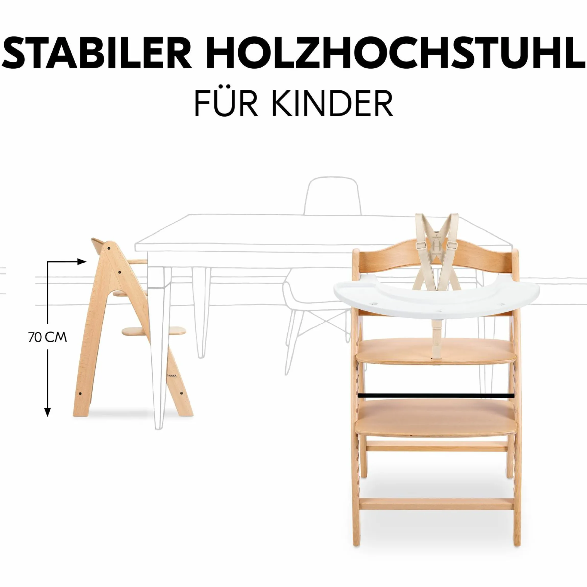 Hochstuhl Arketa inkl. Play Tray Basis - Beech