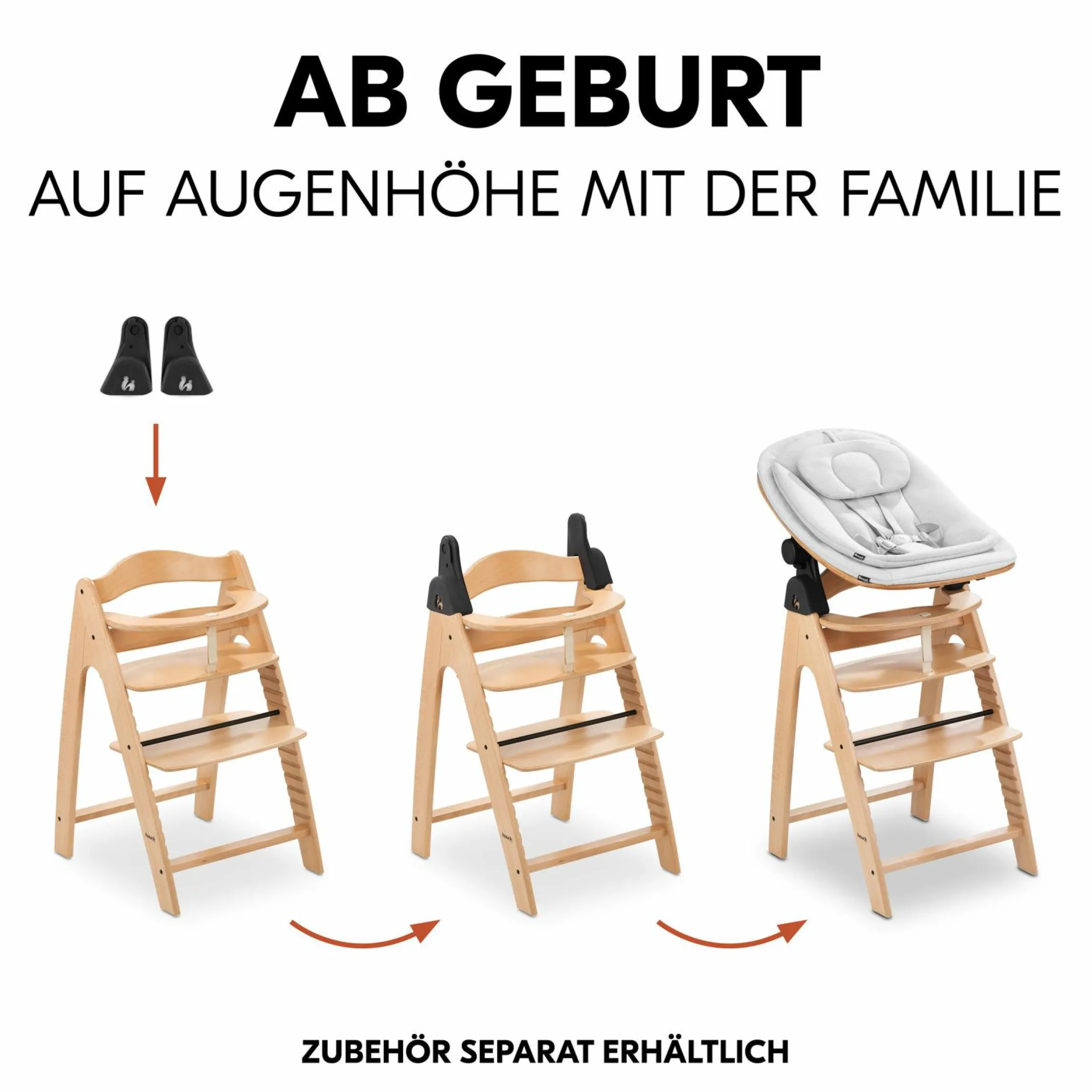 Hochstuhl Arketa inkl. Play Tray Basis - Beech