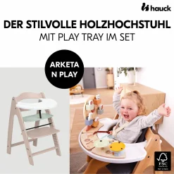 Hochstuhl Arketa inkl. Play Tray Basis - Beech Whitewashed Mint
