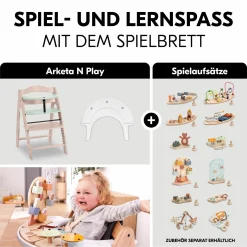 Hochstuhl Arketa inkl. Play Tray Basis - Beech Whitewashed Mint