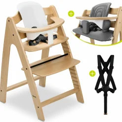 Hochstuhl Arketa Oak - im Sparset inkl. Baby Seat und Sitzpolster - Dark Grey