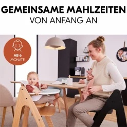 Hochstuhl Arketa Oak - im Sparset inkl. Baby Seat und Sitzpolster - Dark Grey
