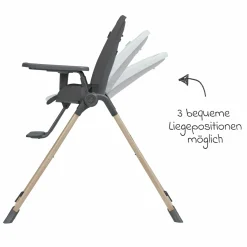 Hochstuhl Ava Beyond Eco Care ab Geburt - 3 Jahre nur 6 kg schwer mit Liegeposition und Tablett - Graphite - Kollektion 2025