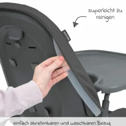 Hochstuhl Ava Beyond Eco Care ab Geburt - 3 Jahre nur 6 kg schwer mit Liegeposition und Tablett - Graphite - Kollektion 2025