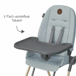 Hochstuhl Ava Beyond Eco Care ab Geburt - 3 Jahre nur 6 kg schwer mit Liegeposition und Tablett - Grey - Kollektion 2025