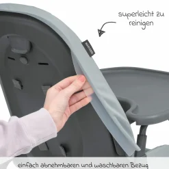 Hochstuhl Ava Beyond Eco Care ab Geburt - 3 Jahre nur 6 kg schwer mit Liegeposition und Tablett - Grey - Kollektion 2025