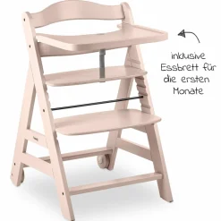 Hochstuhl Beta Plus inkl. Essbrett, Sitzkissen und Rollen - Whitewashed