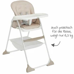 Hochstuhl Mimzy Snacker ab 6 Monate nutzbar klein faltbar nur 6,3 kg leicht - Taupe - Kollektion 2025