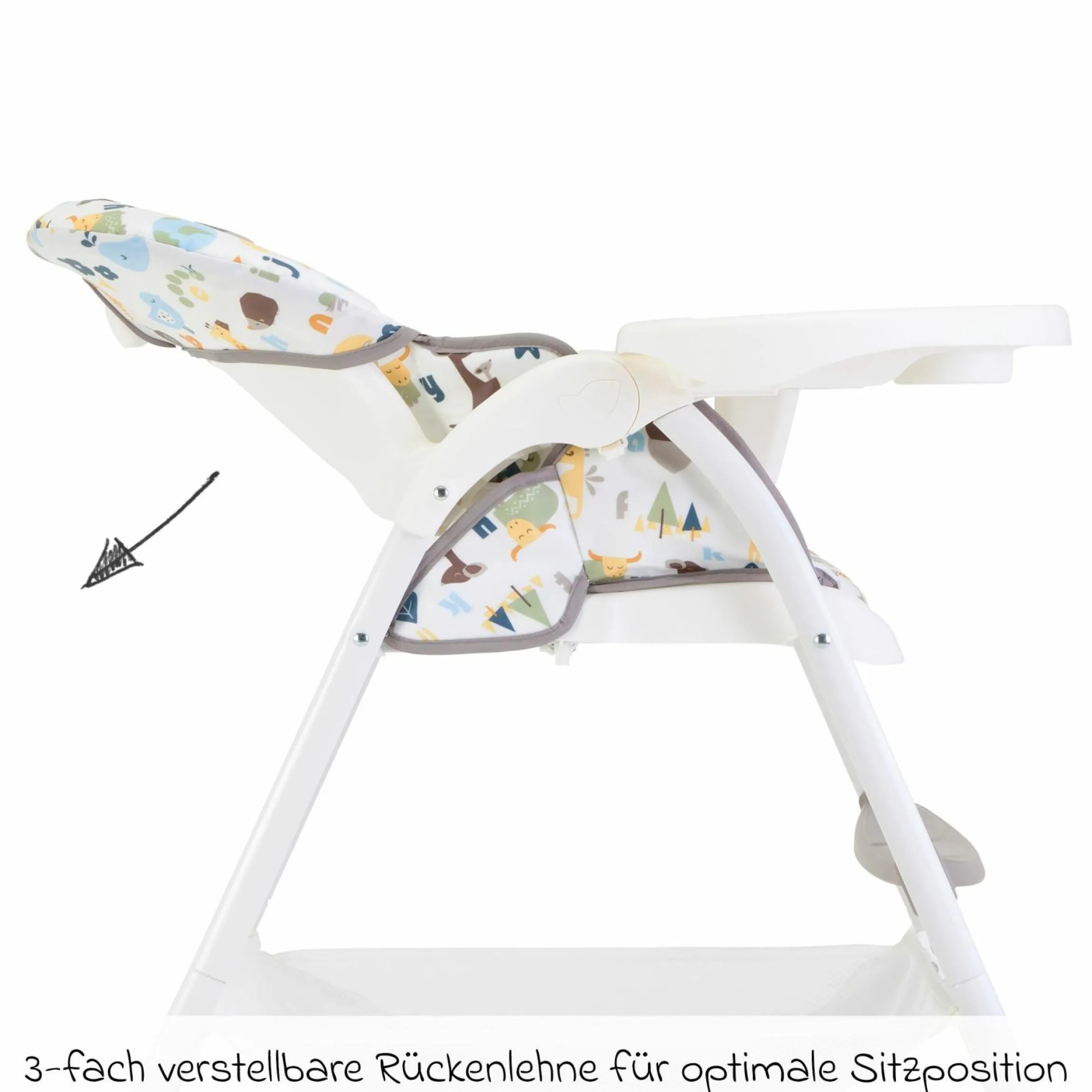 Hochstuhl Mimzy Snacker ab 6 Monate nutzbar klein faltbar nur 6,3 kg leicht - Alphabet - Kollektion 2025