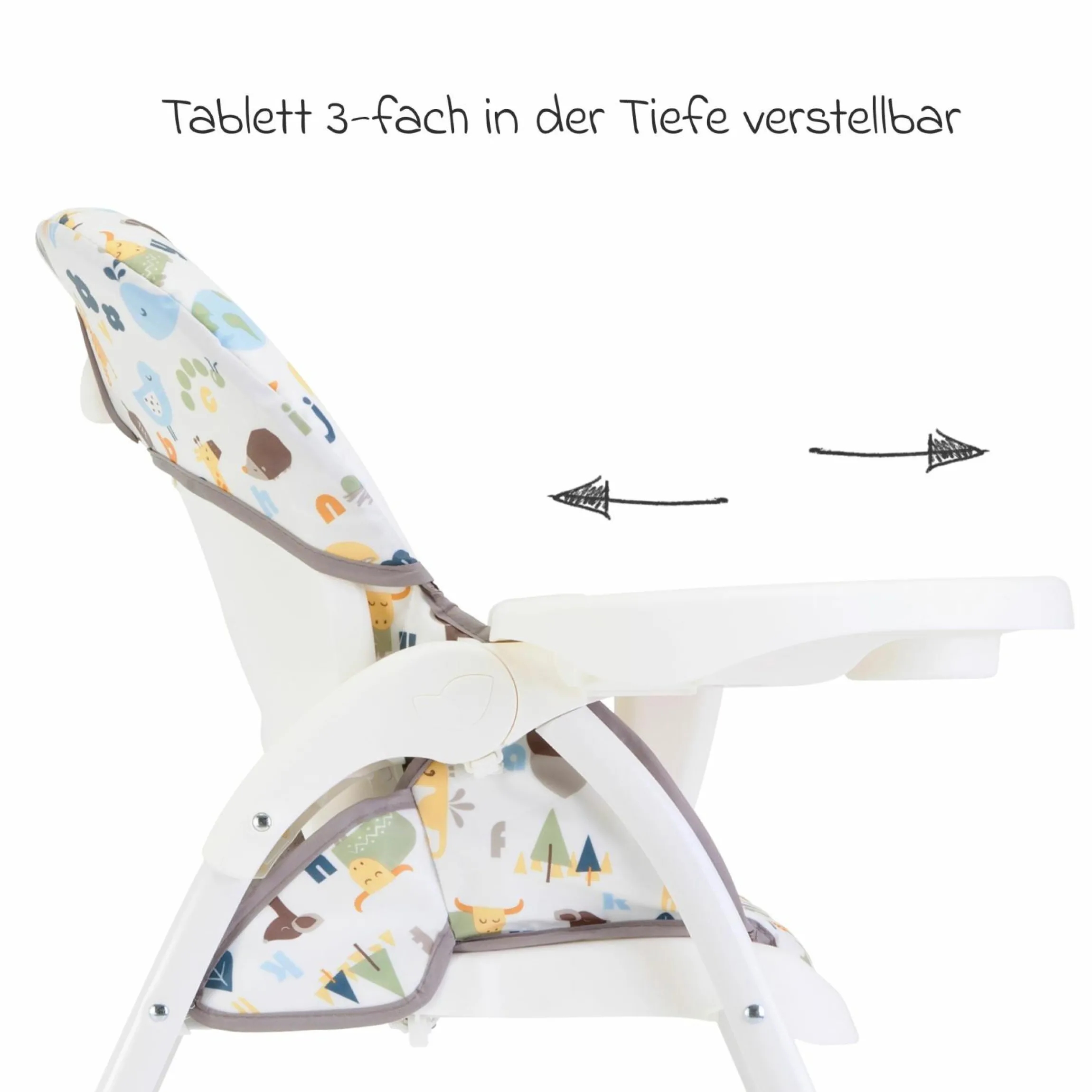 Hochstuhl Mimzy Snacker ab 6 Monate nutzbar klein faltbar nur 6,3 kg leicht - Alphabet - Kollektion 2025