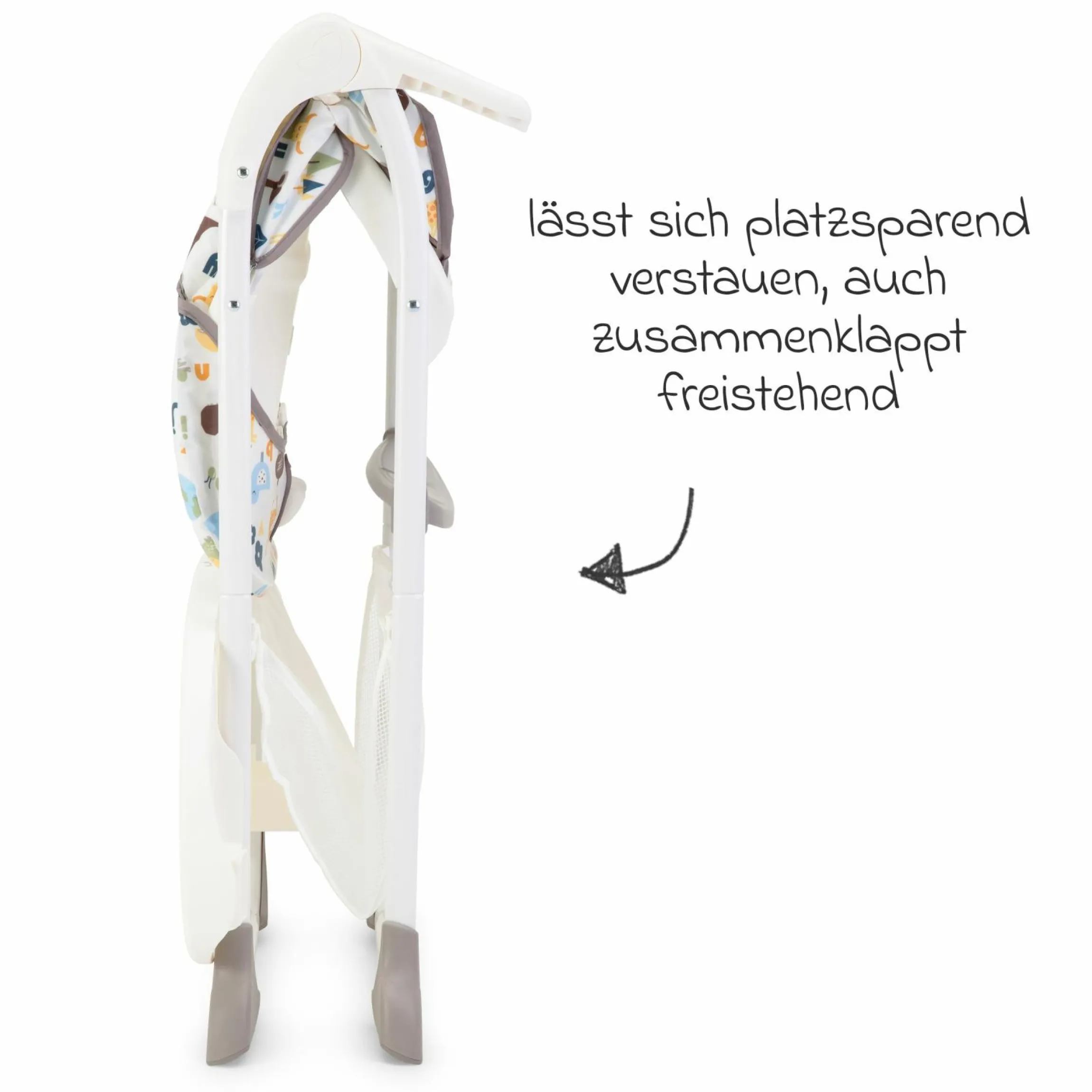 Hochstuhl Mimzy Snacker ab 6 Monate nutzbar klein faltbar nur 6,3 kg leicht - Alphabet - Kollektion 2025