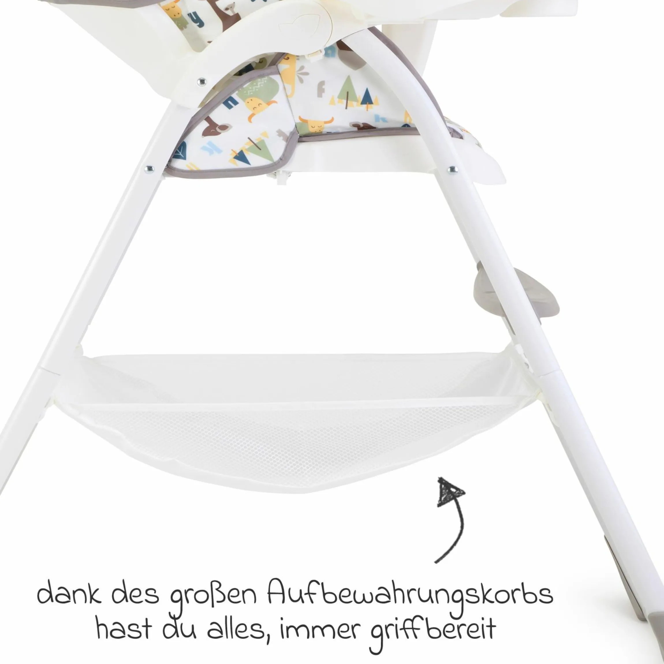 Hochstuhl Mimzy Snacker ab 6 Monate nutzbar klein faltbar nur 6,3 kg leicht - Alphabet - Kollektion 2025