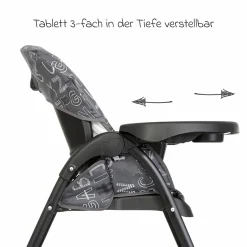Hochstuhl Mimzy Snacker ab 6 Monate nutzbar klein faltbar nur 6,3 kg leicht - ABC Charcoal - Kollektion 2025
