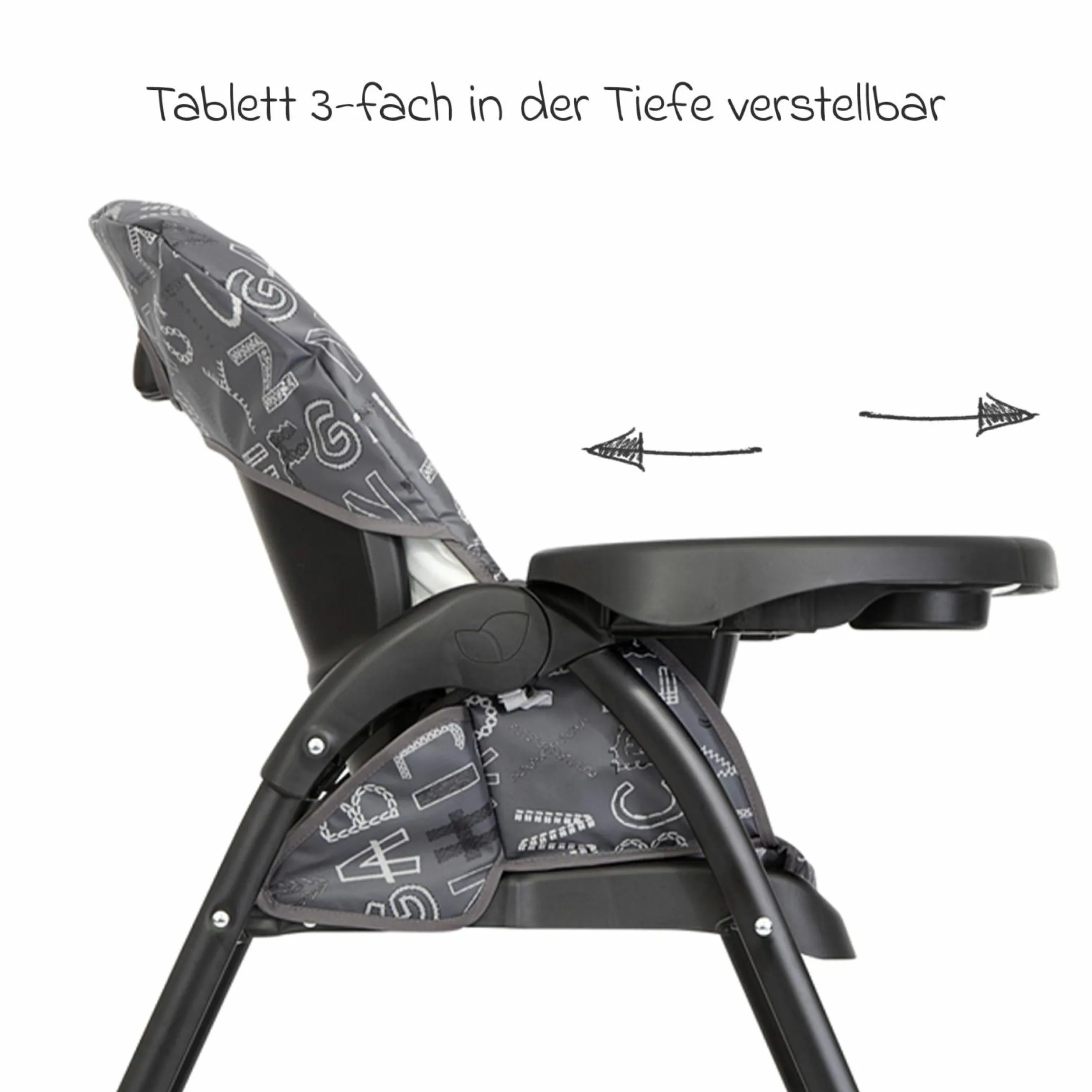 Hochstuhl Mimzy Snacker ab 6 Monate nutzbar klein faltbar nur 6,3 kg leicht - ABC Charcoal - Kollektion 2025