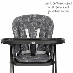 Hochstuhl Mimzy Snacker ab 6 Monate nutzbar klein faltbar nur 6,3 kg leicht - ABC Charcoal - Kollektion 2025