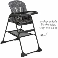 Hochstuhl Mimzy Snacker ab 6 Monate nutzbar klein faltbar nur 6,3 kg leicht - ABC Charcoal - Kollektion 2025