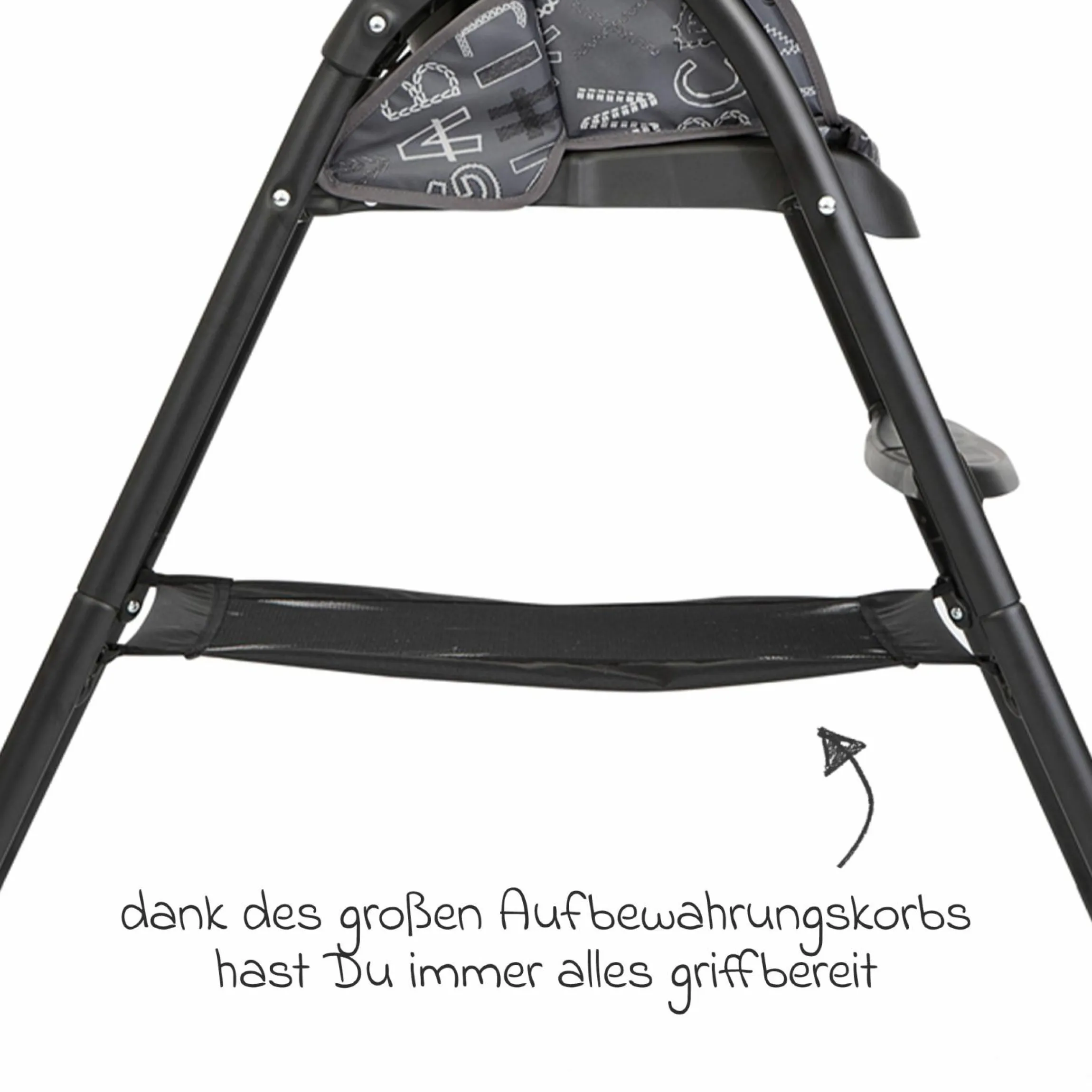 Hochstuhl Mimzy Snacker ab 6 Monate nutzbar klein faltbar nur 6,3 kg leicht - ABC Charcoal - Kollektion 2025