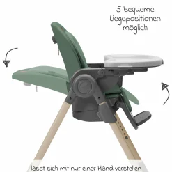 Hochstuhl Minla mitwachsend ab Geburt - 14 Jahre - Hochstuhl, Babyliege mit Liegefunktion & Tablett - Beyound - Green Eco - Kollektion 2025