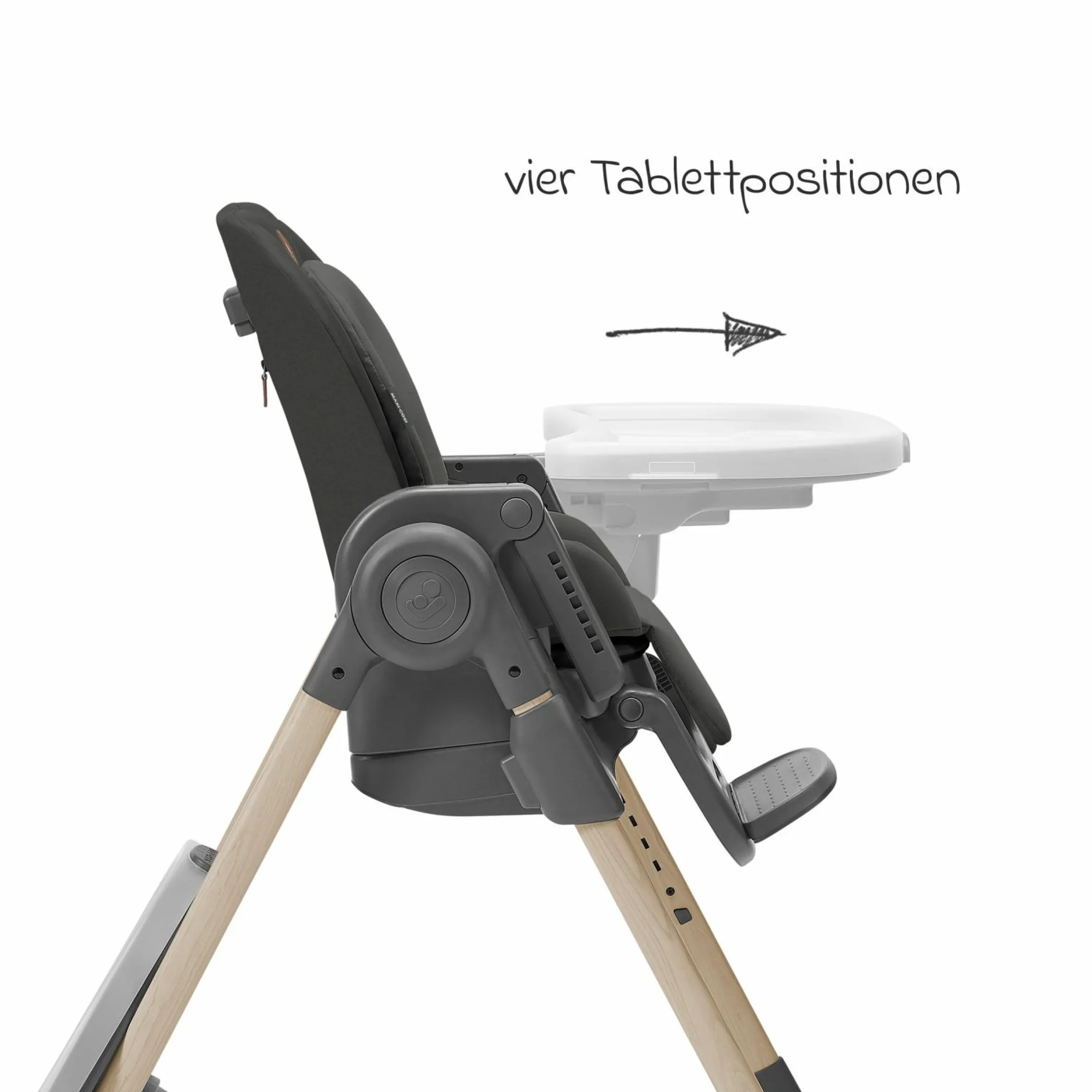 Hochstuhl Minla mitwachsend ab Geburt - 14 Jahre - Hochstuhl, Babyliege mit Liegefunktion & Tablett - Beyound - Graphite Eco - Kollektion 2025