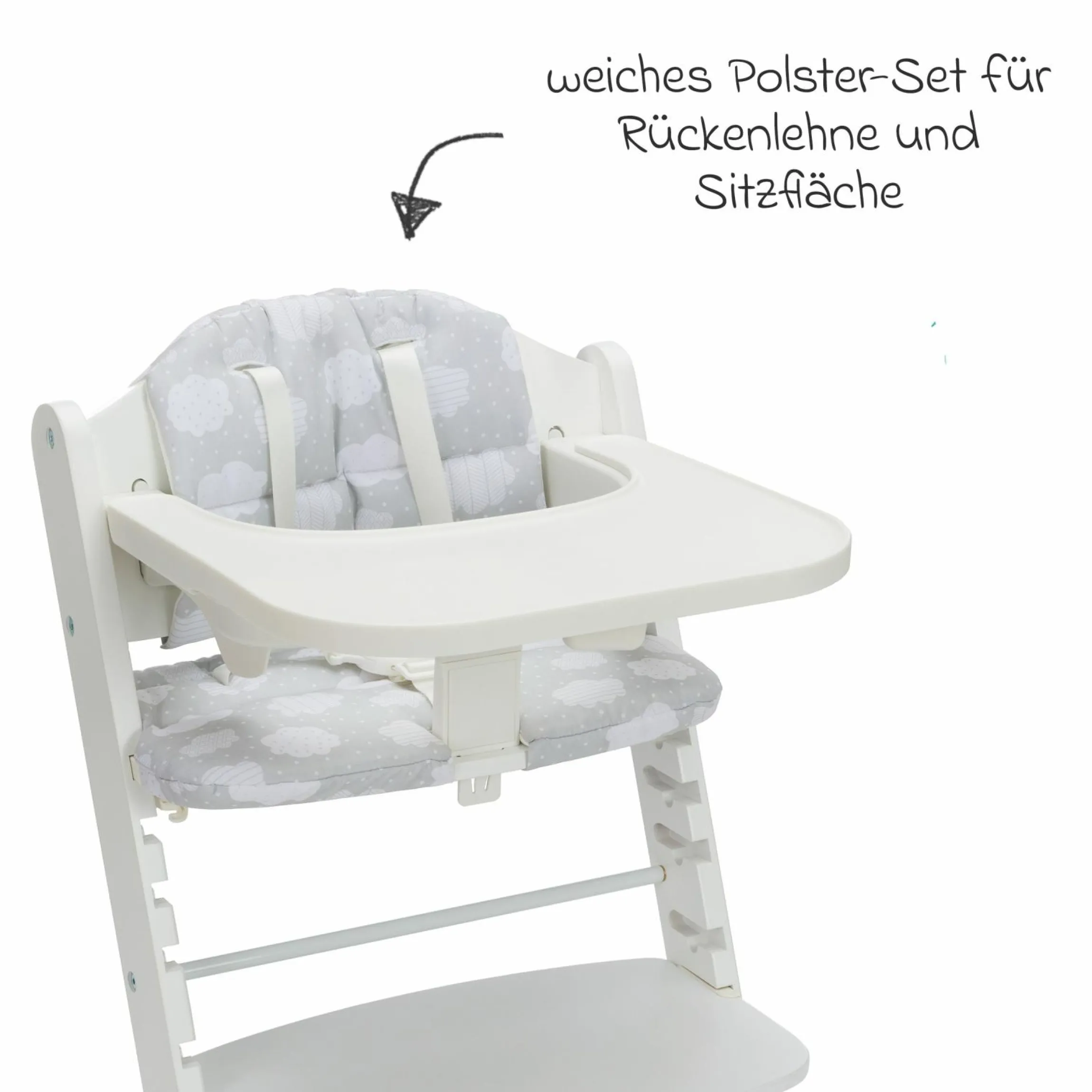 Hochstuhl-Bezug für Pia extraweich & waschbar - Wolke - Grau