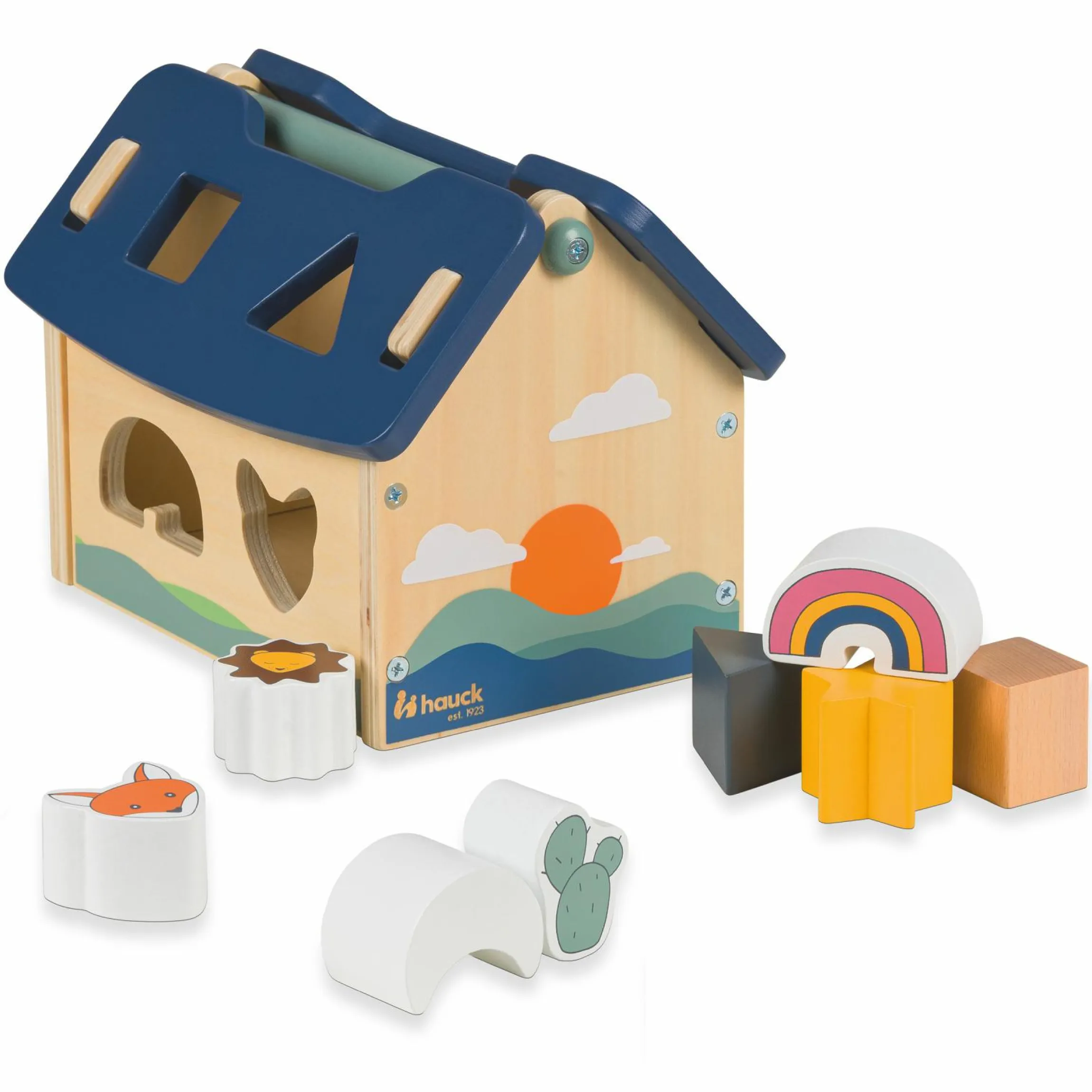 Holz Steck- und Motorik-Spiel - Haus mit Formen - Sort N Build