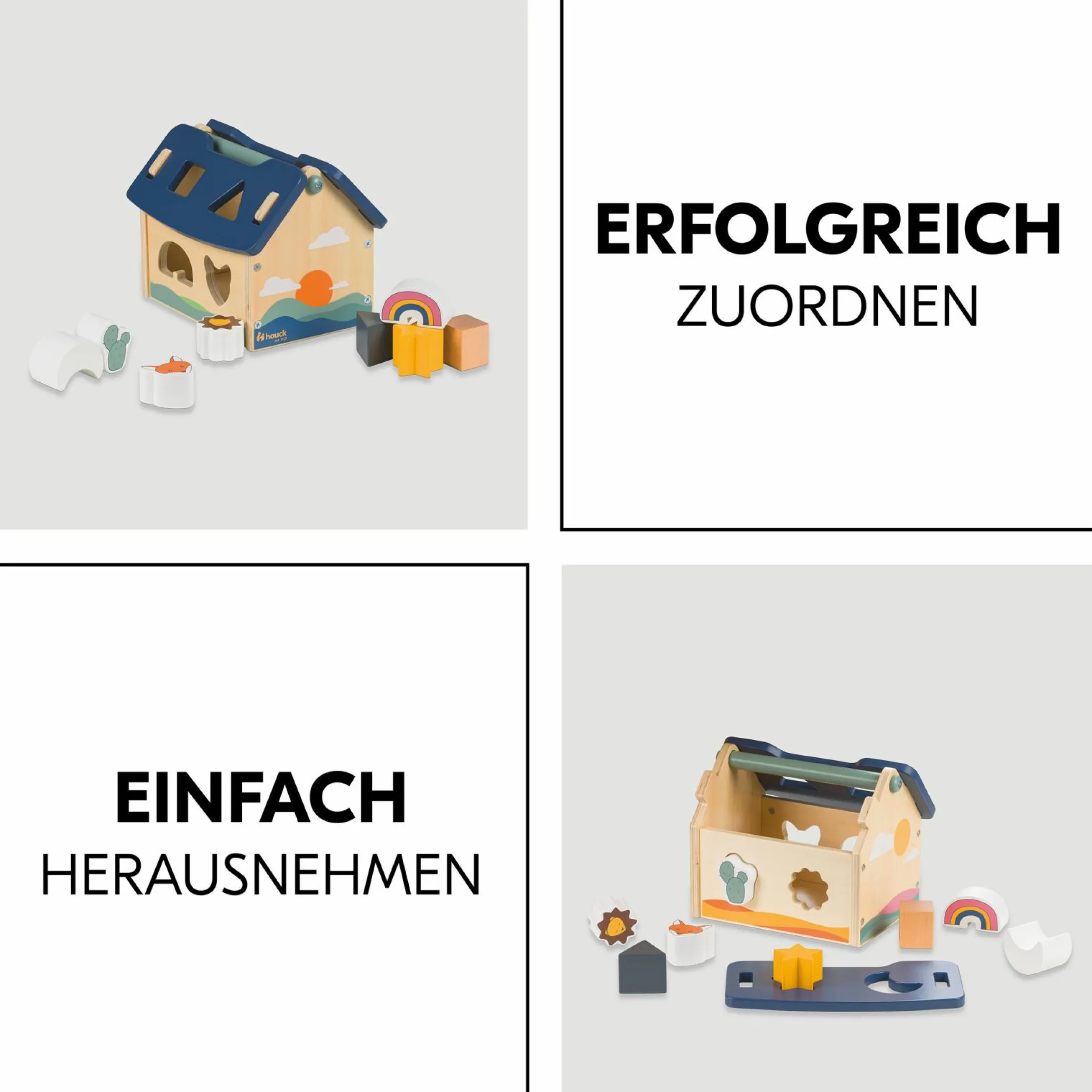 Holz Steck- und Motorik-Spiel - Haus mit Formen - Sort N Build