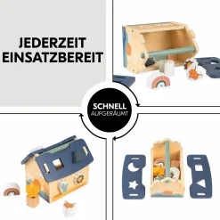 Holz Steck- und Motorik-Spiel - Haus mit Formen - Sort N Build