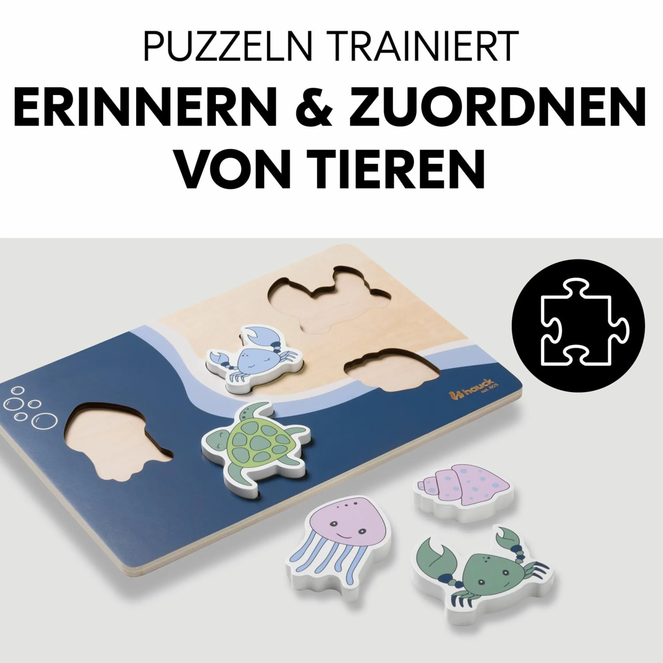Holz Steckpuzzle für Baby (ab 1 Jahr) - Sea - Puzzle N Fit