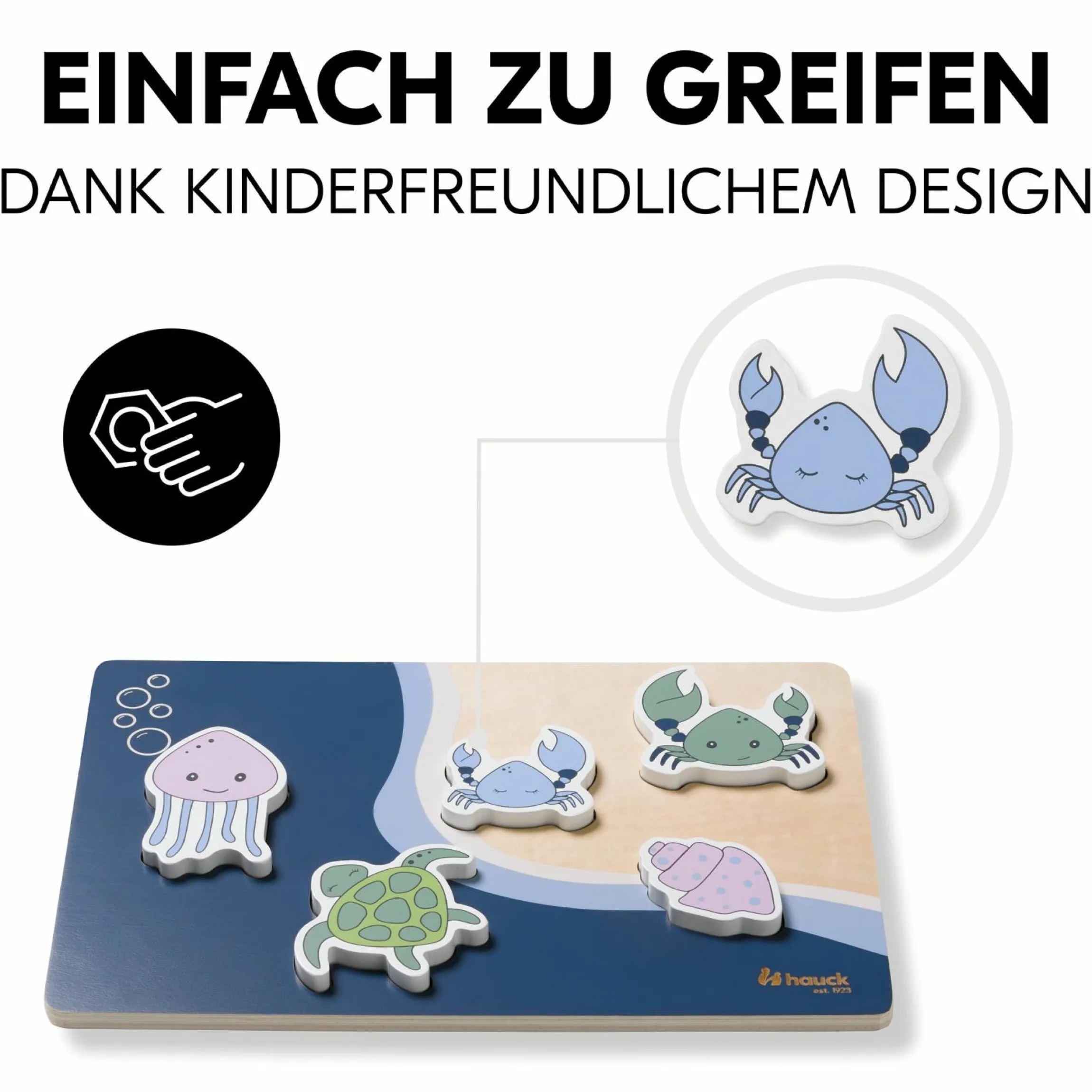 Holz Steckpuzzle für Baby (ab 1 Jahr) - Sea - Puzzle N Fit