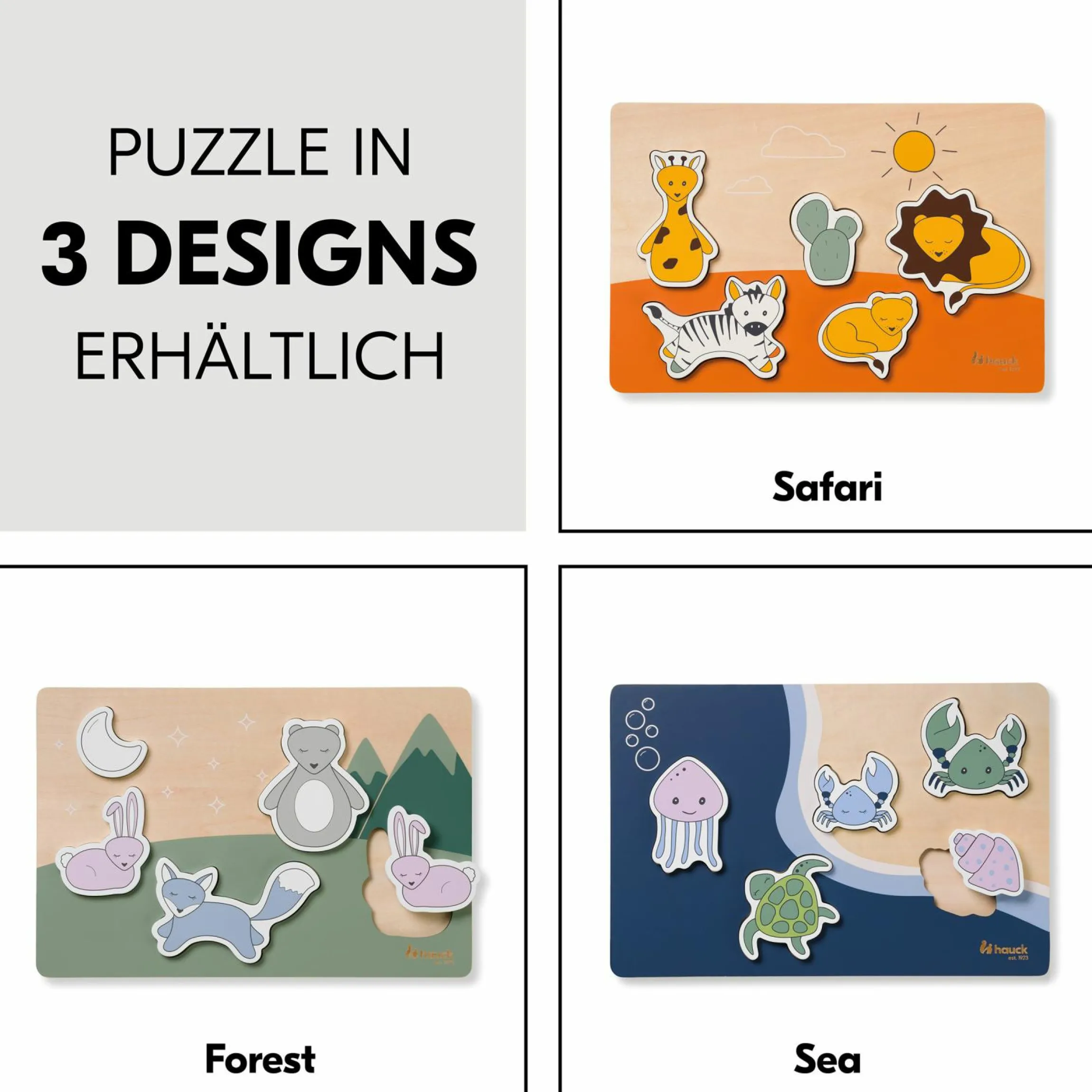 Holz Steckpuzzle für Baby (ab 1 Jahr) - Sea - Puzzle N Fit